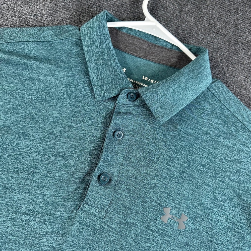 Under Armour Mens Playoff Polo Shirt Teal Heather Short Sleeve Golf Large